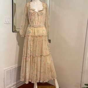 Vintage A.J. Bari Pastel Floral Long Sleeve Dress